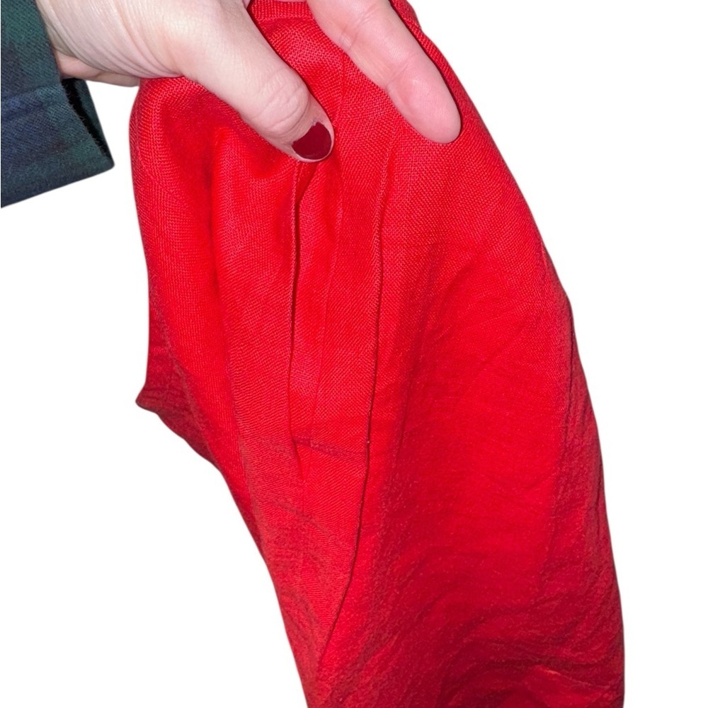 Liz Claiborne Red Linen Skirt Size 12 Side Pockets - Picture 7 of 7